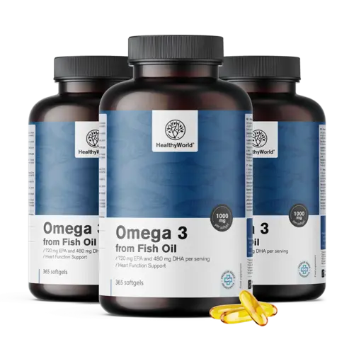 3x Ωμέγα-3 1000 mg - από ιχθυέλαιο, συνολικά 1095 μαλακές κάψουλες