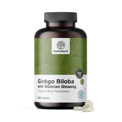 Ginkgo biloba με τζίνσενγκ Σιβηρίας 6600 mg, 365 δισκία