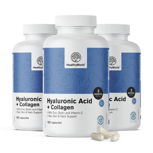 3x Σύμπλεγμα υαλουρονικό οξύ + κολλαγόνο, συνολικά 540 κάψουλες