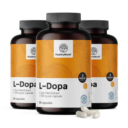 3x L-dopa 105 mg - από εκχύλισμα κουκιών, συνολικά 270 κάψουλες