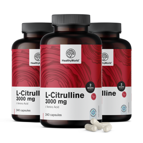 3x L-κιτρουλίνη 3000 mg, συνολικά 720 κάψουλες